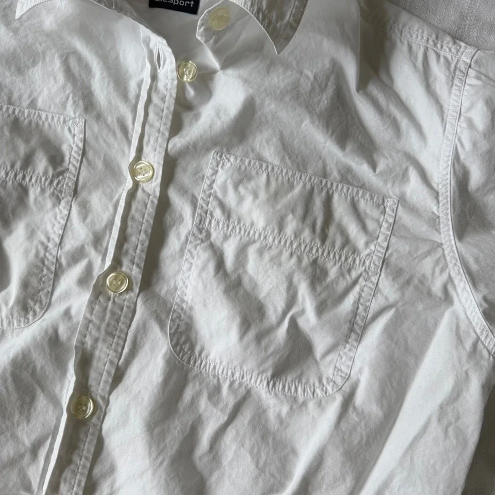90's Lizsport White Cotton Button Down Long Sleeve Shirt Pocket Size L - Picture 7 of 7